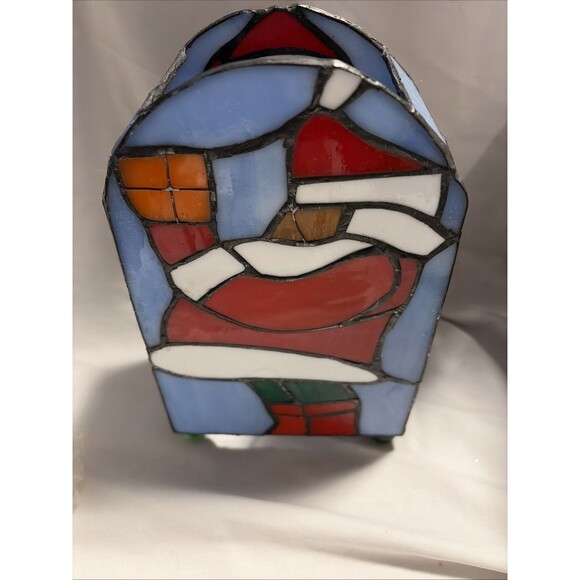 Holiday Tiffany Lamp Style Model FX1-257 New In Box Black Santa Normande Lightin - Picture 8 of 12